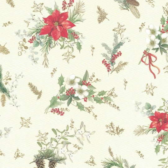 Delicate Poinsettia and Greenery Christmas Paper ~ Kartos Italy